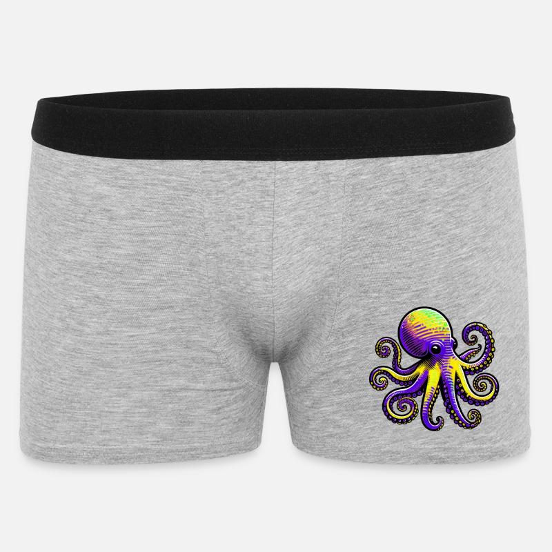 Krake - Männer Boxer Shorts - Grau meliert