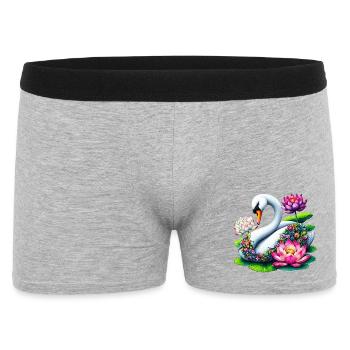 Swan decorated with lotus flowers flower - Men's Boxer Shorts - heather grey - Front