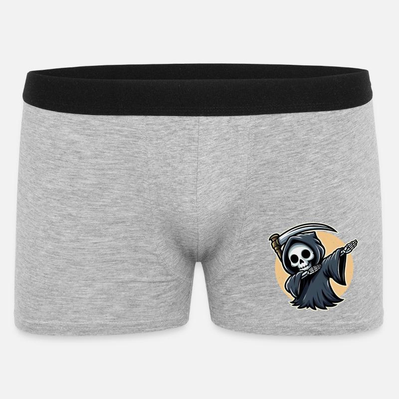 Dabbender Sensenmann Grusel-Motiv - Männer Boxer Shorts - Grau meliert