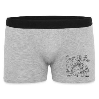 Ausmalbild Leguan Dschungel Handillustriert - Männer Boxer Shorts - Grau meliert - Vorne