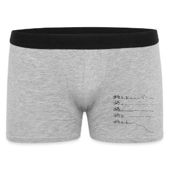 Minimalistische Fahrrad-Strichzeichnung auf Schwarz - Männer Boxer Shorts - Grau meliert - Vorne