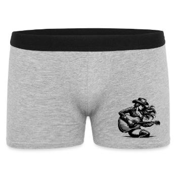 Woman with Guitar – Retro Line Art Clipart - Men's Boxer Shorts - heather grey - Front