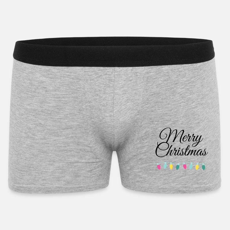 Merry Christmas mit Lichterkette - Männer Boxer Shorts - Grau meliert