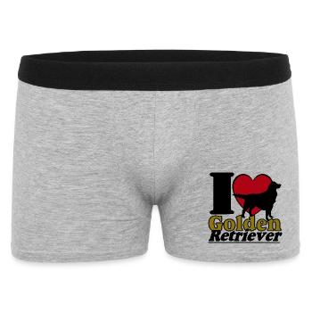 Golden Retriever , I Love ........................ - Männer Boxer Shorts - Grau meliert - Vorne