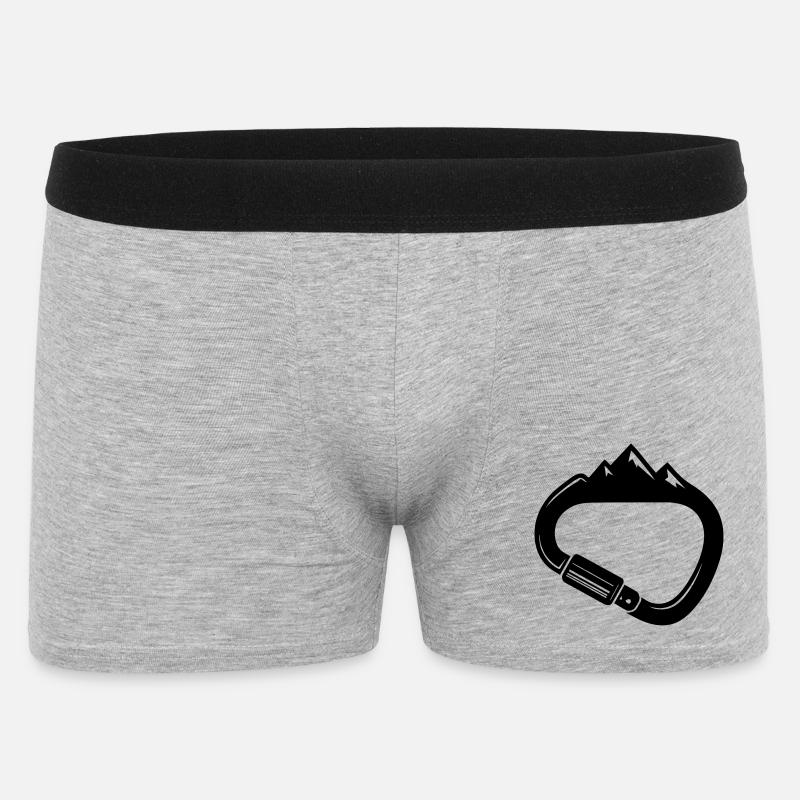 Karabiner und Berge – Einfach Klettern - Männer Boxer Shorts - Grau meliert