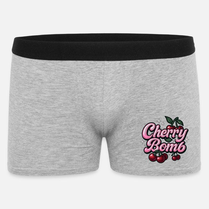 cherry bomb / y2k statement design - Männer Boxer Shorts - Grau meliert