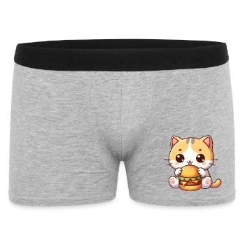 chat mignon dessin animé cheeseburger restauration rapide joie - Boxer Homme - gris chiné - Devant