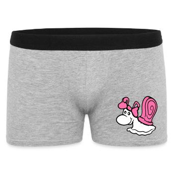 Schnecke Mädchen weiblich süß hübsch Schleife Frau - Männer Boxer Shorts - Grau meliert - Vorne