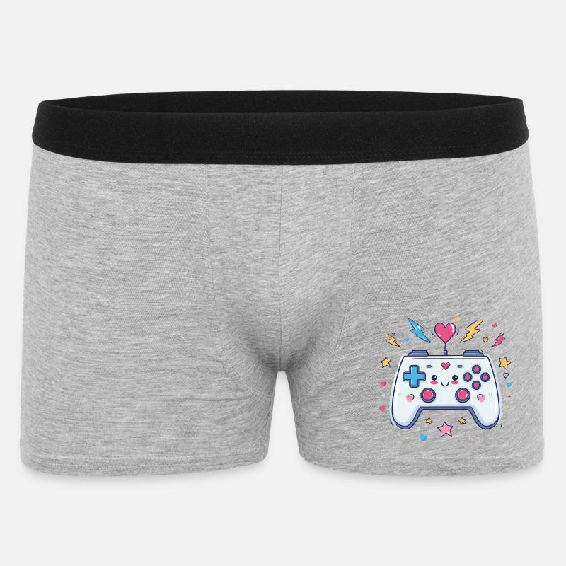 Herzcontroller Doodle Pixel Pop - Männer Boxer Shorts - Grau meliert