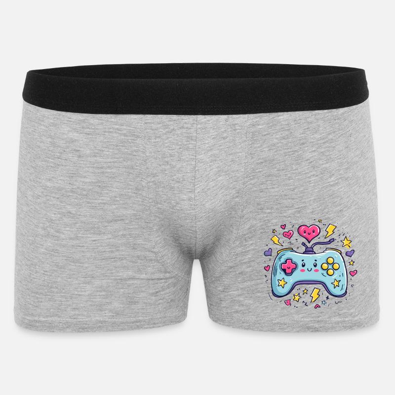 Kawaii Controller Herzfreude - Männer Boxer Shorts - Grau meliert
