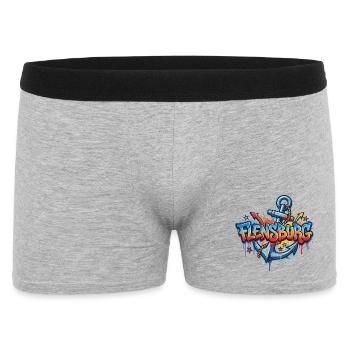 Flensburg Graffiti mit Anker - Männer Boxer Shorts - Grau meliert - Vorne