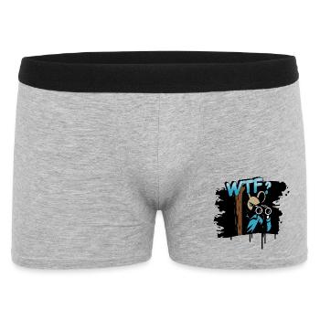 WTF Maus mit Fernglas lustiges Comic Motiv - Männer Boxer Shorts - Grau meliert - Vorne