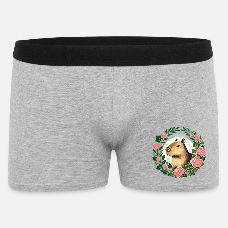 Couronne de roses de capybara - Boxer Homme - gris chiné
