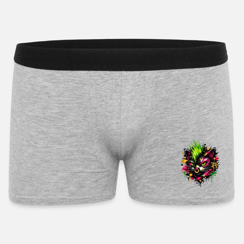 Éclaboussures de graffitis de chat néon - Boxer Homme - gris chiné