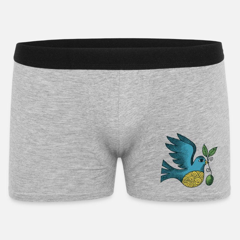 Azurblauer Vogel mit wirbelndem Bauch - Männer Boxer Shorts - Grau meliert