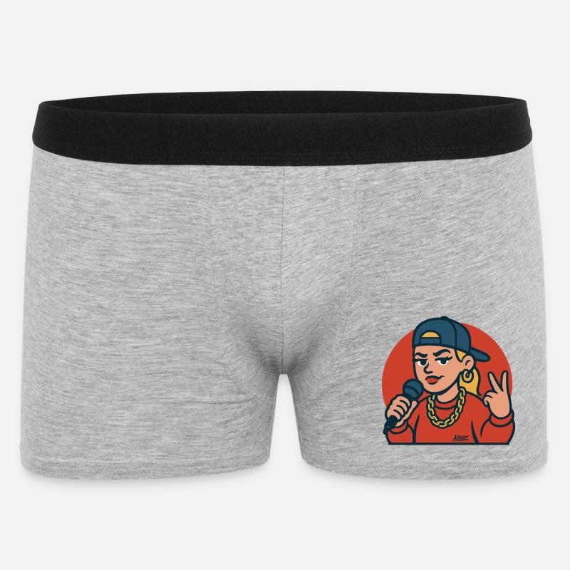 Diva du rap avec micro - Boxer Homme - gris chiné