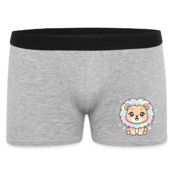 Pastell Löwe mit Regenbogenmähne - Männer Boxer Shorts - Grau meliert - Vorne