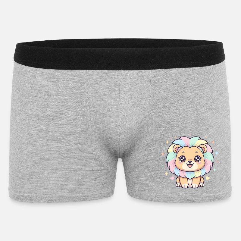 Pastell Löwe mit Regenbogenmähne - Männer Boxer Shorts - Grau meliert