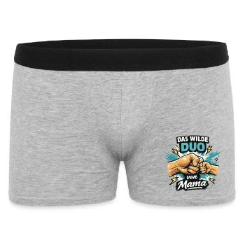 Das wilde Duo von Mama Mutter Kind Power Papa - Männer Boxer Shorts - Grau meliert - Vorne