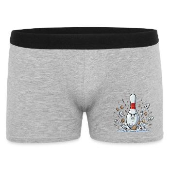 Explodierender Bowling-Pin Cartoon - Männer Boxer Shorts - Grau meliert - Vorne
