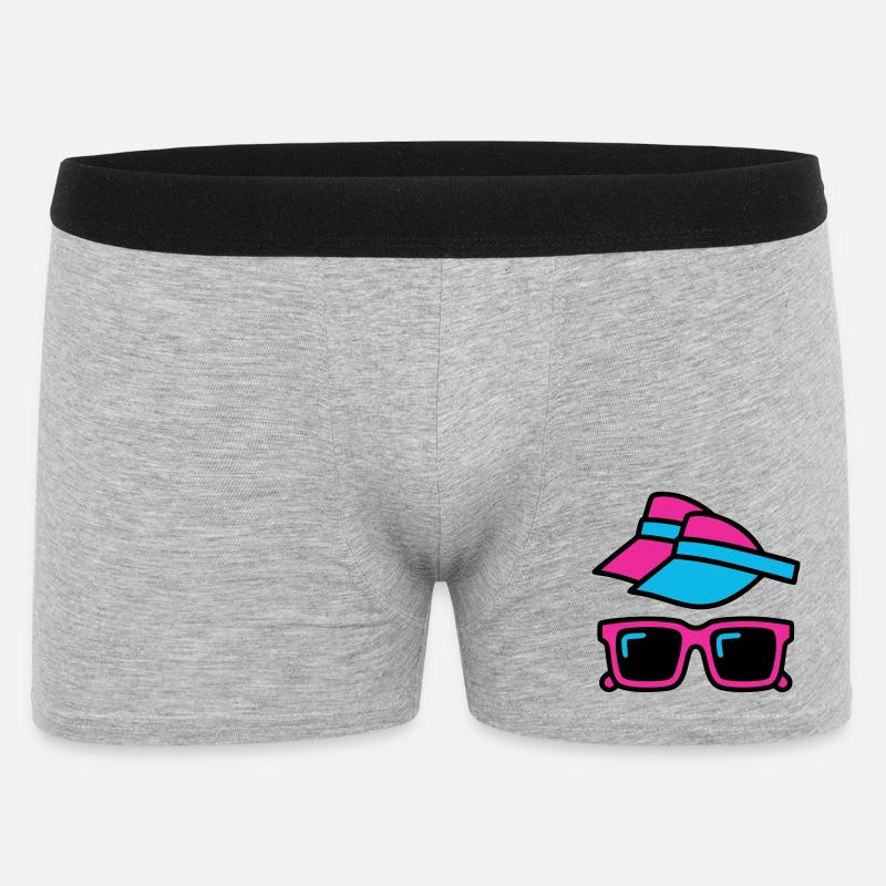 80er Sonnenblende Brille Set - Männer Boxer Shorts - Grau meliert