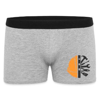 Bauhelm & Werkzeug – Handwerker Logo - Männer Boxer Shorts - Grau meliert - Vorne