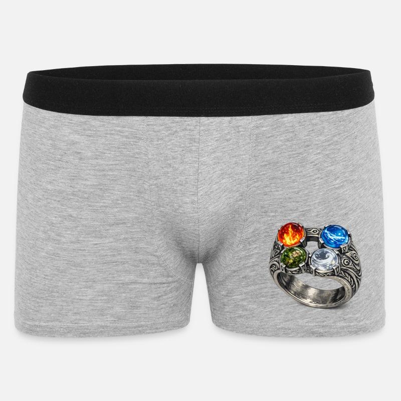 Vier-Elemente-Ring mit Edelsteinen - Männer Boxer Shorts - Grau meliert