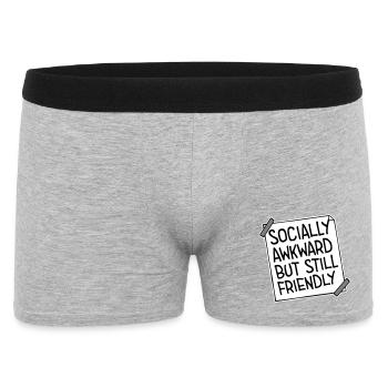 Socially Awkward But Still Friendly Lustig Spruch - Männer Boxer Shorts - Grau meliert - Vorne