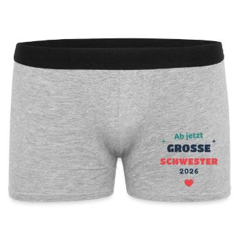 Einschulung 2026 Schwester - Schulkind Geschenk Sc - Männer Boxer Shorts - Grau meliert - Vorne