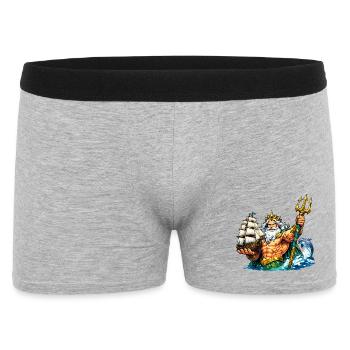 Neptun mit Seegelschiff - Männer Boxer Shorts - Grau meliert - Vorne