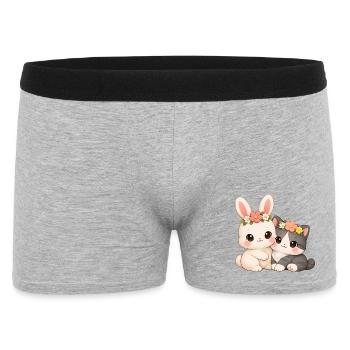 Rabbit with cat - Men's Boxer Shorts - heather grey - Front