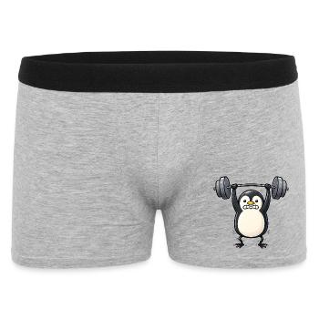 Penguin avec haltères en bodybuilding - Boxer Homme - gris chiné - Devant