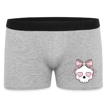 Yeux en Cœur de Crâne Kawaii - Boxer Homme - gris chiné - Devant