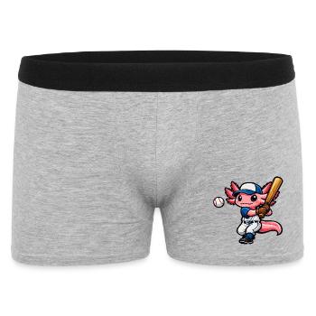 Axolotl beim Baseball – Süßes Sportmotiv - Männer Boxer Shorts - Grau meliert - Vorne