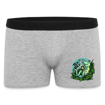 Tea Rex - Türkis -  (NO AI / Ohne KI) - Männer Boxer Shorts - Grau meliert - Vorne