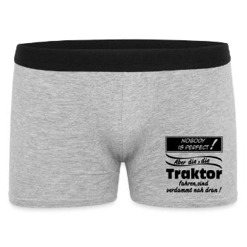 Traktor , Trecker , Landmaschine , Nobody (25) - Männer Boxer Shorts - Grau meliert - Vorne