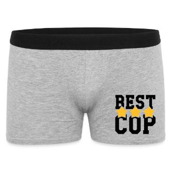Polizist / Justiz / Polizei / Gewehr - Männer Boxer Shorts - Grau meliert - Vorne