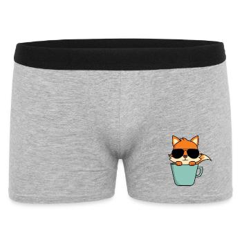 Cooler Fuchs in Kaffeetasse - Männer Boxer Shorts - Grau meliert - Vorne