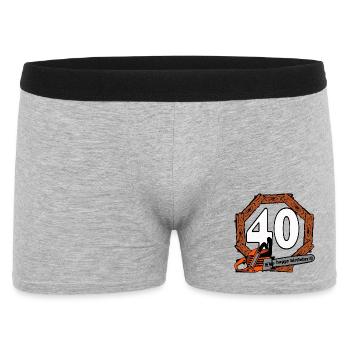40e anniversaire,Tronçonneuse,Bois de chauffage,40 ans (25) - Boxer Homme - gris chiné - Devant