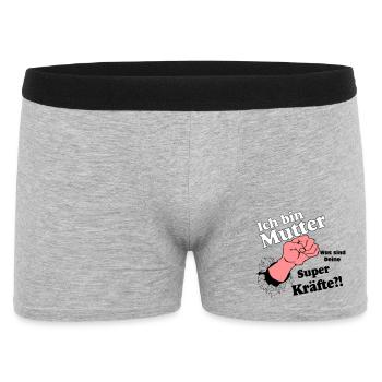 Mutter,Mama,Muttertag, Mutter , super Kräfte(25) - Männer Boxer Shorts - Grau meliert - Vorne