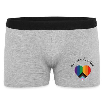 Regenbogen Herz Küss Wen Du Willst Pride - Männer Boxer Shorts - Grau meliert - Vorne