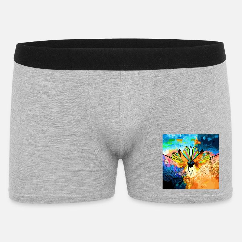 Bunter Falter im Farbmeer - Männer Boxer Shorts - Grau meliert
