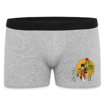 Geisha im Bambus-Sonnenuntergang - Männer Boxer Shorts - Grau meliert - Vorne