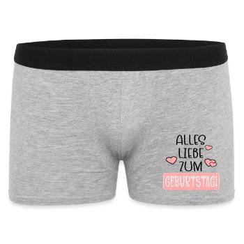 Alles Liebe zum Geburtstag - Geburtstagssprüche - Männer Boxer Shorts - Grau meliert - Vorne