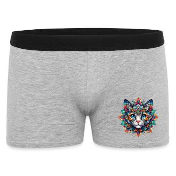 Cat decorated with Mandalas - Men's Boxer Shorts - heather grey - Front