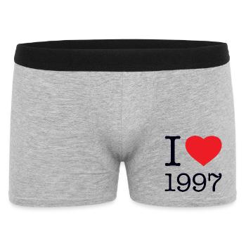 I LOVE 1997 Geburstag 90er Jahre - Männer Boxer Shorts - Grau meliert - Vorne