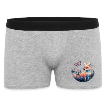 Fuchs mit Schmetterling - Männer Boxer Shorts - Grau meliert - Vorne
