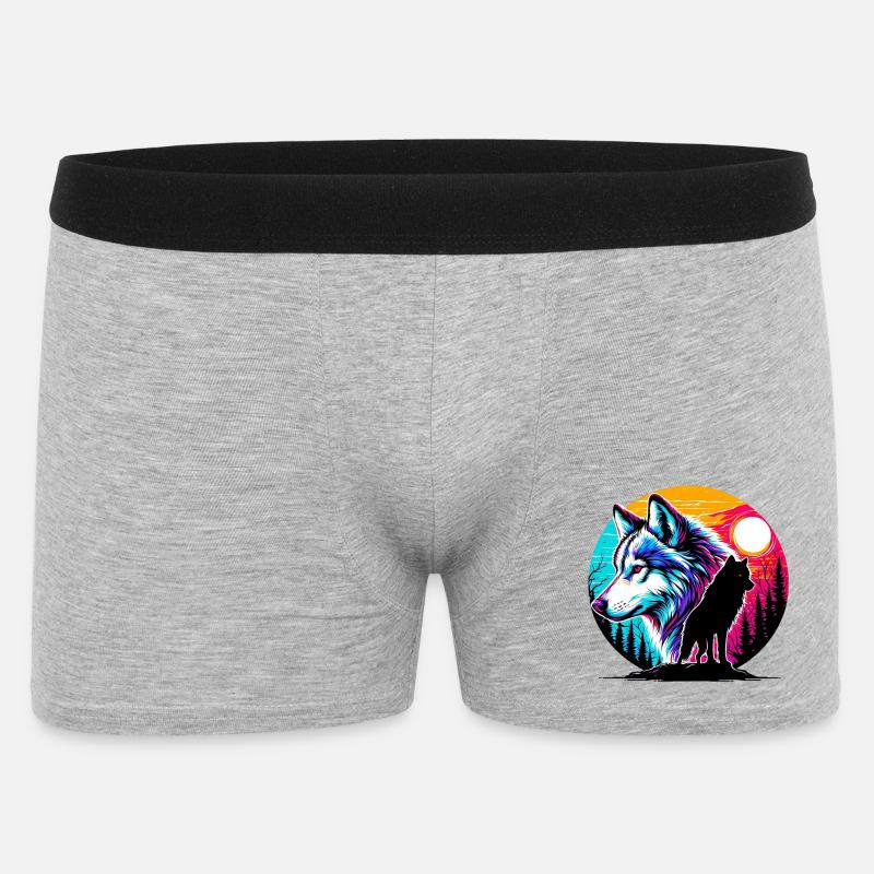 Wolf - Männer Boxer Shorts - Grau meliert