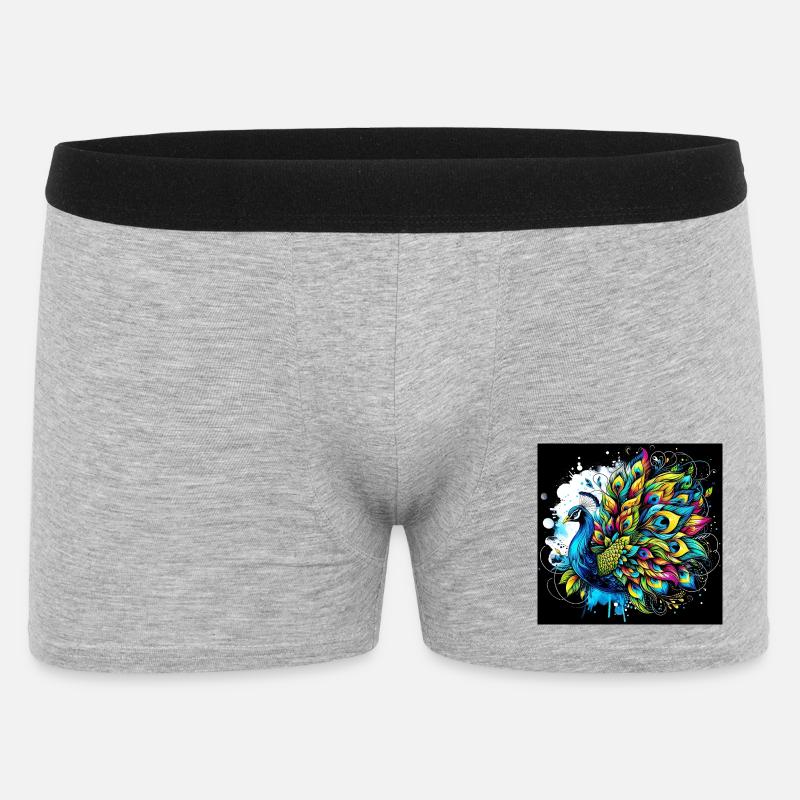 Pfau - Männer Boxer Shorts - Grau meliert
