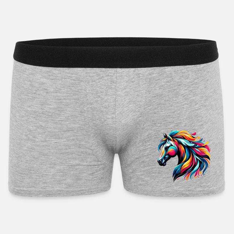 Pferd - Männer Boxer Shorts - Grau meliert